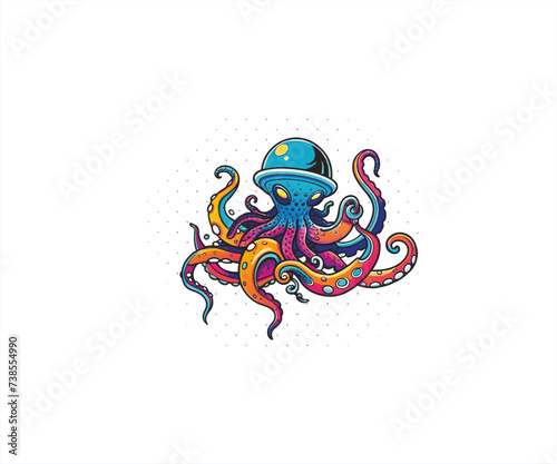 octopus cartoon character mascot logo