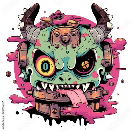 Creepy monster apparel illustration