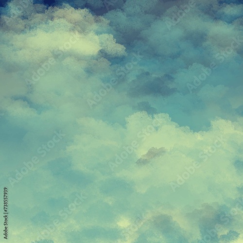 Sky with clouds and abstract graphic background.