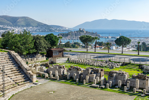 The scenic views of the Theatre at Halicarnassus is attributed to the reign of the Carian Satrap Mausolos, currently the Antique Theatre is being used to host cultural events in Bodrum. photo