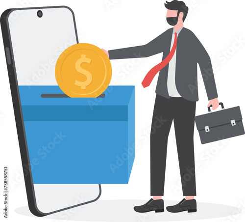 Donating money by online payments. Charity fundraising concept

