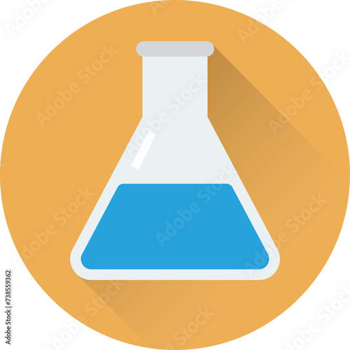 Flat round icon of flask