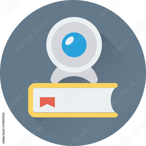 Trendy flat round icon of webcam