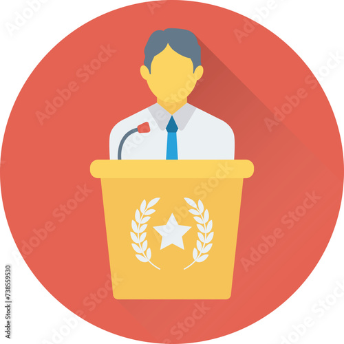 Flat round icon of speech