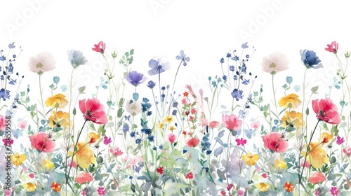 Fototapeta Naklejka Na Ścianę i Meble -  Watercolor little flowers isolated on white background