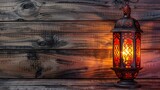 Ramadan lamp on wooden background
