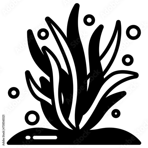 Seaweed glyph and line vector illustration