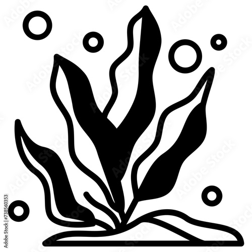 Ocean Plants  glyph and line vector illustration