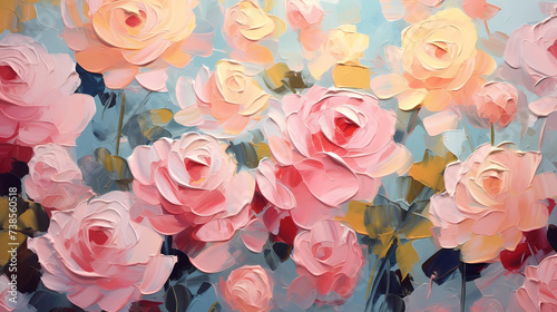 Rose flower illustration, floral banner with roses and bokeh glow