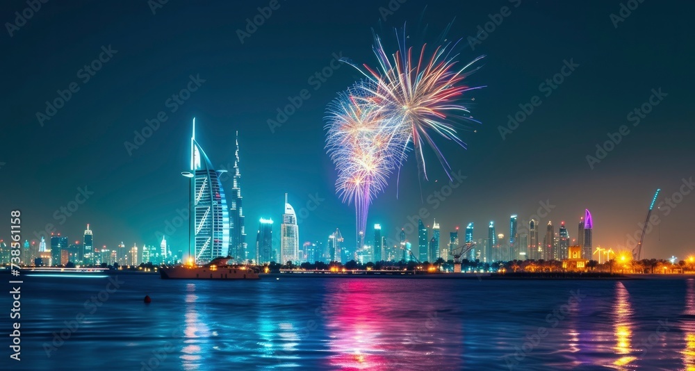 Fireworks in the sky for Happy New Year in Dubai