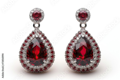 Jewelry. Silver earrings with red stone