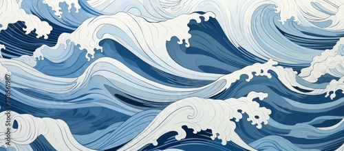 Flowing Serenity White and Blue Water Waves in Mesmerizing Swirls