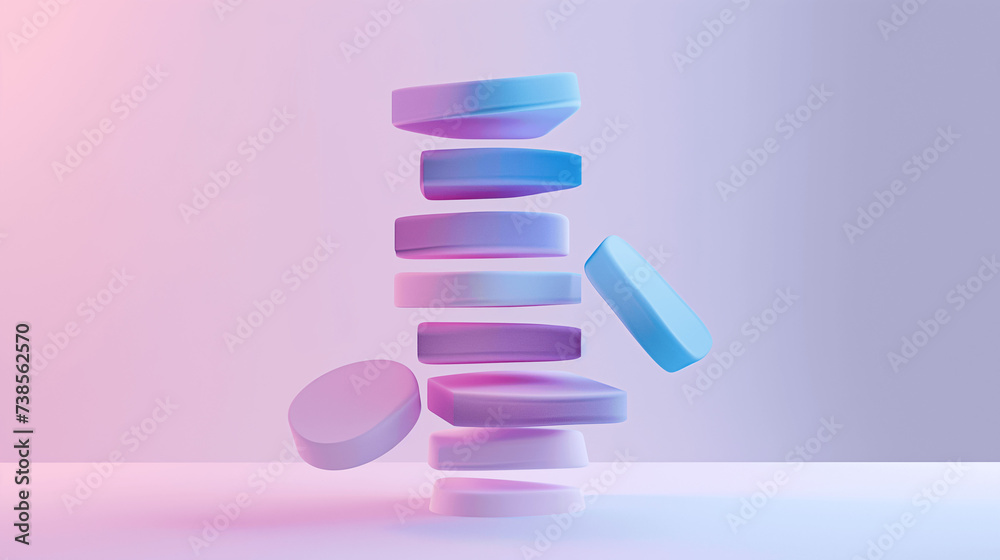 Levitating Pastel Discs in Delicate Balance Levitating Pastel Discs in Delicate Balance