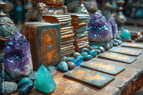 Pagan Nature power, fortune-telling objects. The concept of divination, wicca and esoterica photo