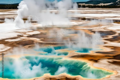The Fountain Paint  is a mud  located between the Midway and Lower Geyser basins in Yellowstone National Park. photo