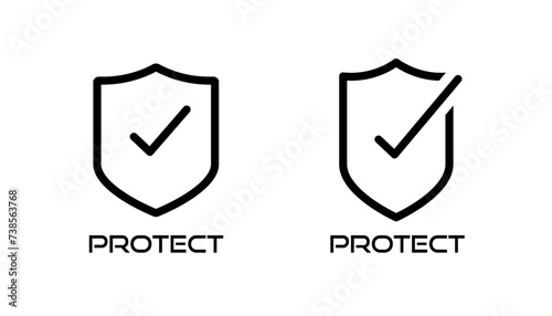 security shield icons, security shields logotypes with check mark and Security shield symbols. shield, icon, vector, strong, secure, protect, defence, safety, coat, emblem, symbol, pictogram, lock, 