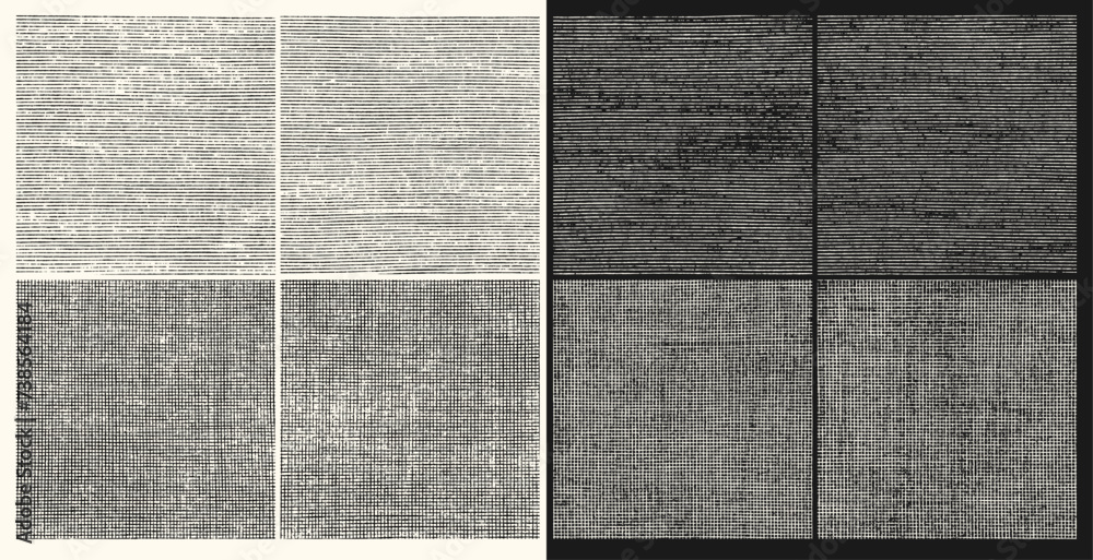 Vintage Etched Lines Textures. Hand drawn etched lines in a variety of crosshatch patterns. Rough Pen and Ink Texture