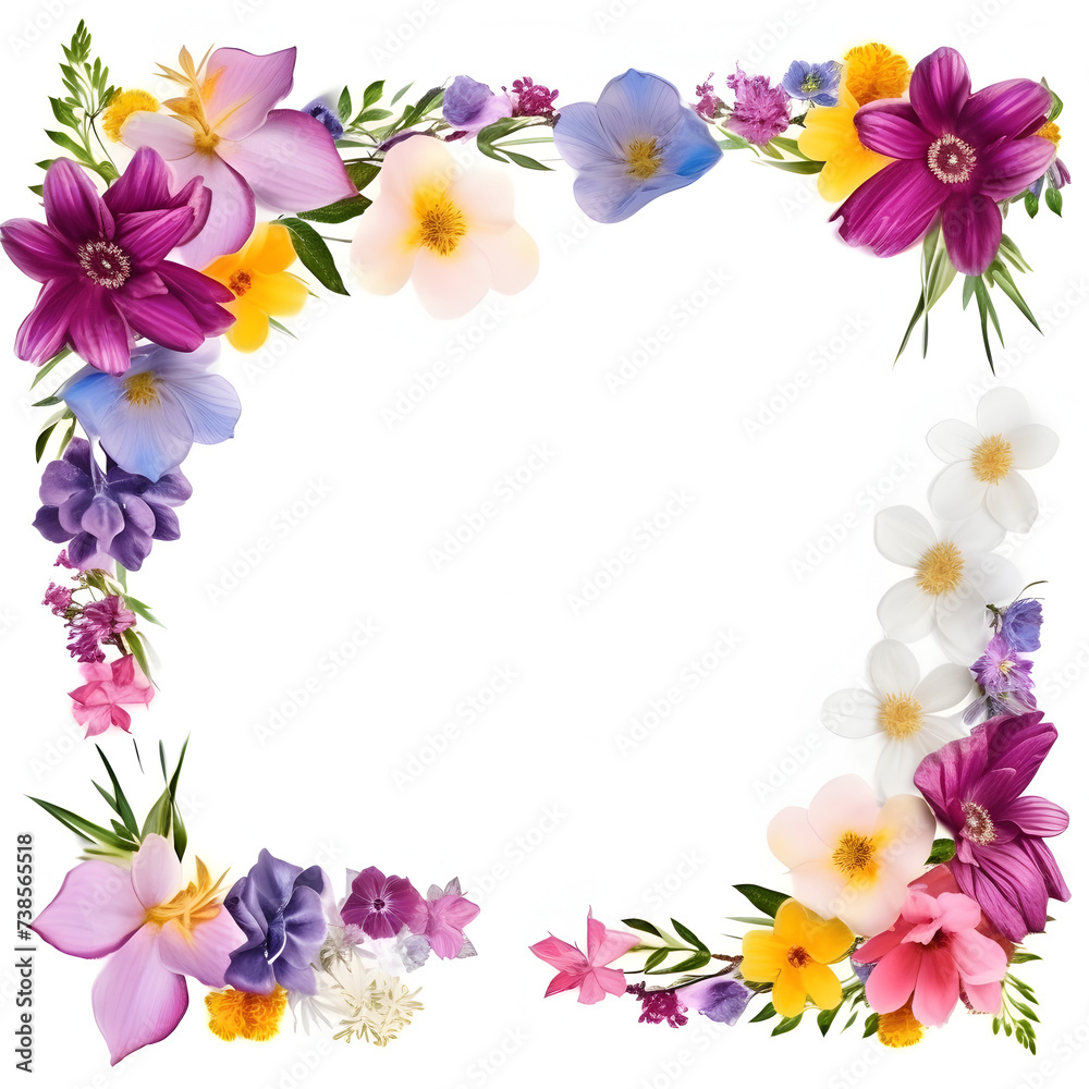 Realistic flowers frames isolated on white background Realistic flowers frames isolated on white background