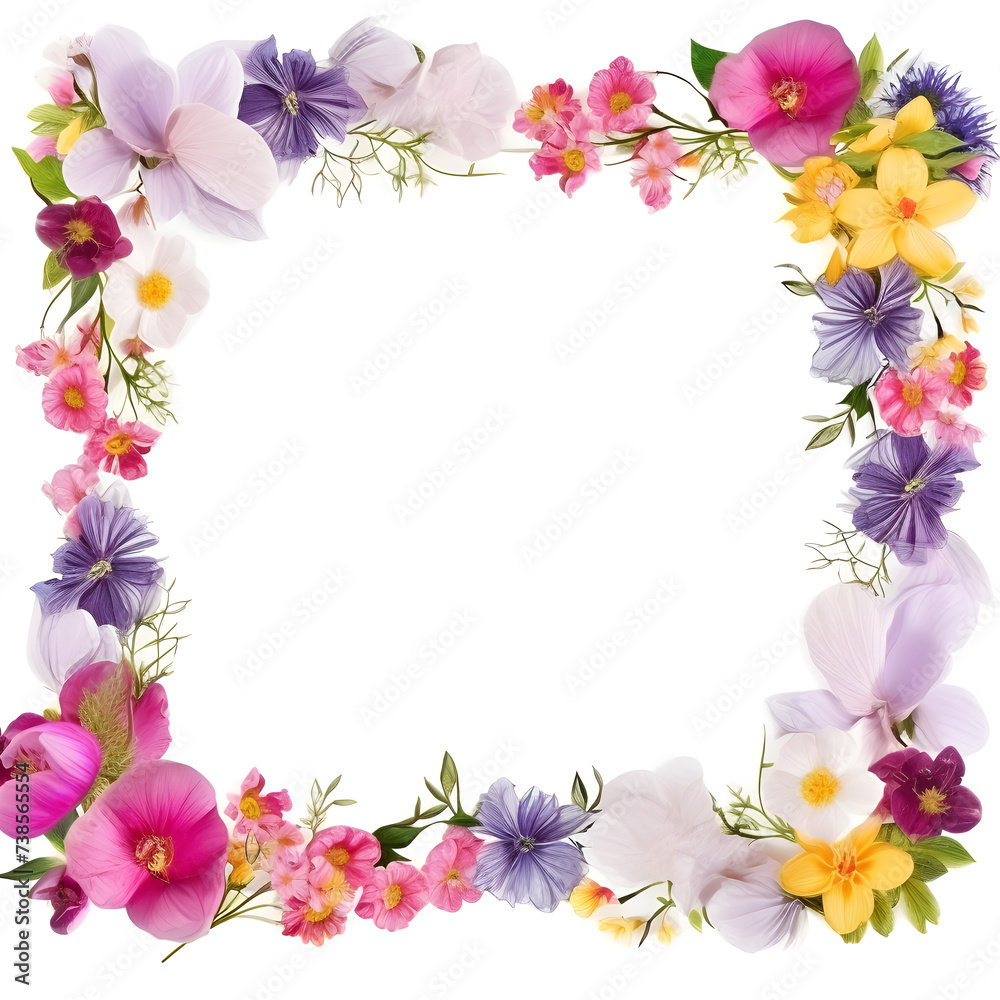 Realistic flowers frames isolated on white background