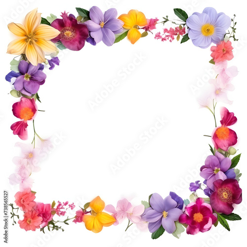 Realistic flowers frames isolated on white background