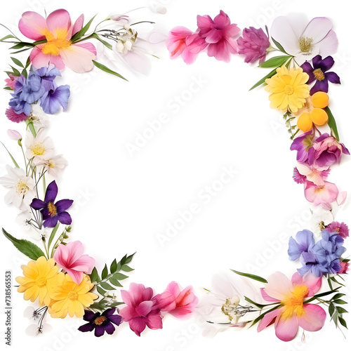 Realistic flowers frames isolated on white background