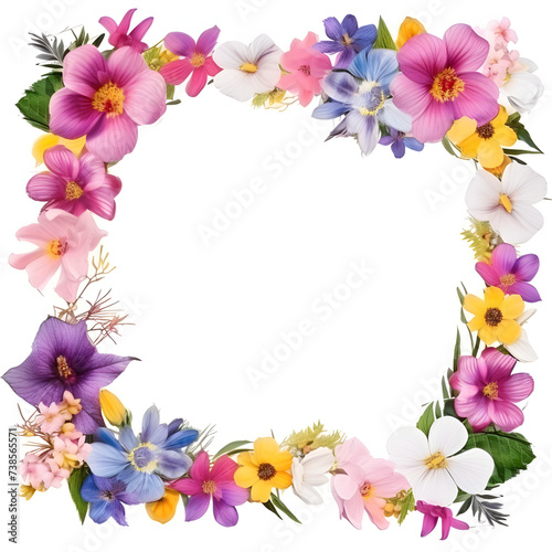 Realistic flowers frames isolated on white background