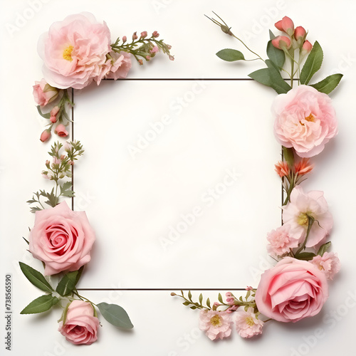 Realistic flowers frames isolated on white background