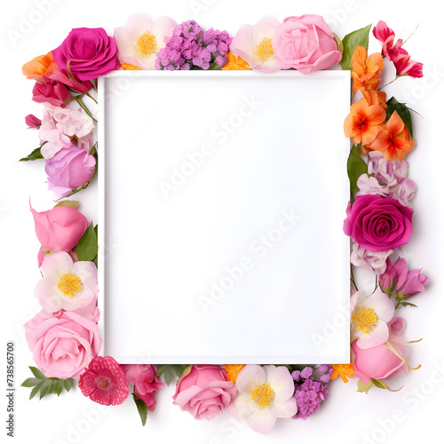 Realistic flowers frames isolated on white background