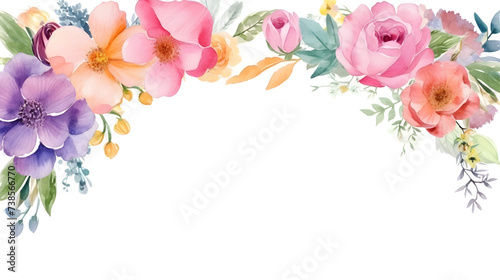 Watercolor floral decorations on transparent background