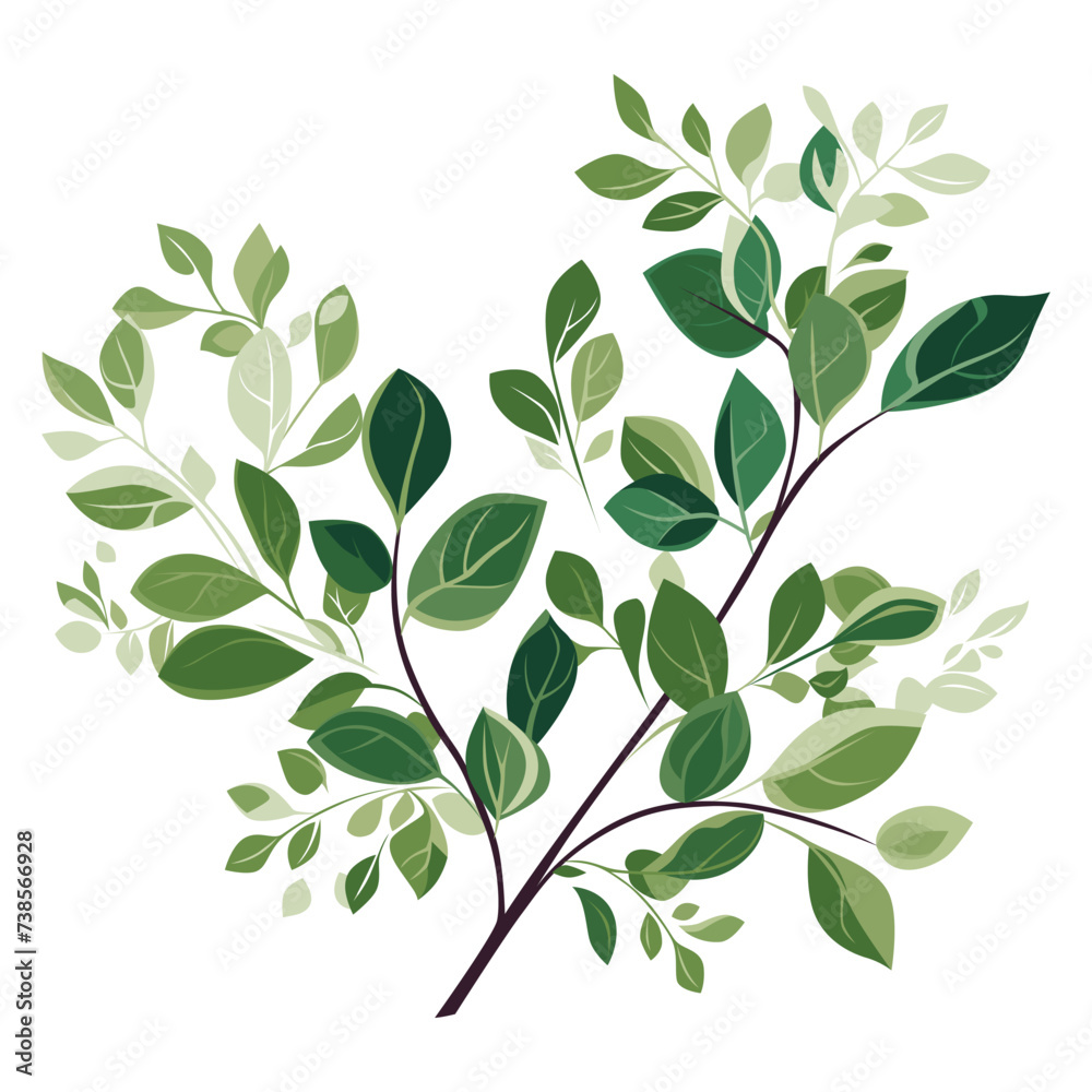 Leaves and branches, Imitation of watercolor, isolated on white. Sketched wreath, floral and herbs garland. Handdrawn Vector Watercolour style, nature illustration. Leaves and branches, Imitation of watercolor, isolated on white. Sketched wreath, floral and herbs garland. Handdrawn Vector Watercolour style, nature illustration.