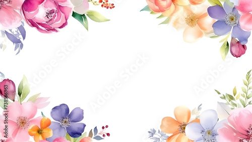 Watercolor floral decorations on transparent background
