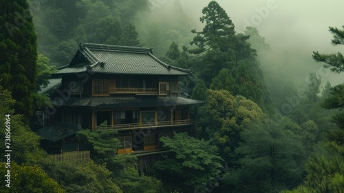 A Japanese priests house on the hill photo