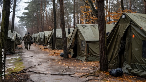 Temporary camp of soldiers