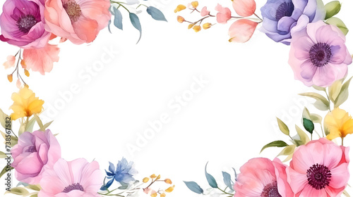 Watercolor floral decorations on transparent background