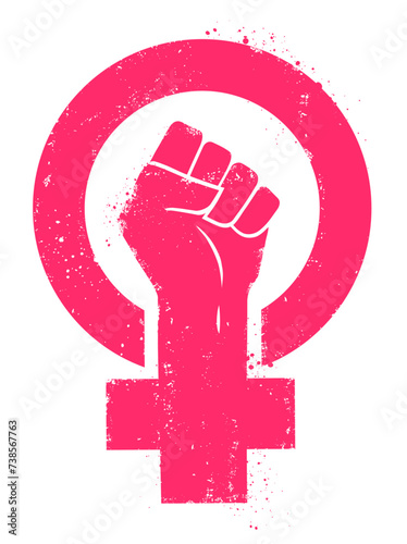 Vector women resist symbol. Isolated background photo
