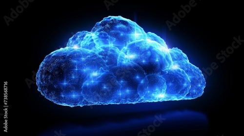 Glowing cloud computing concept, symbolizing data storage, internet technology, and the digital cloud.
