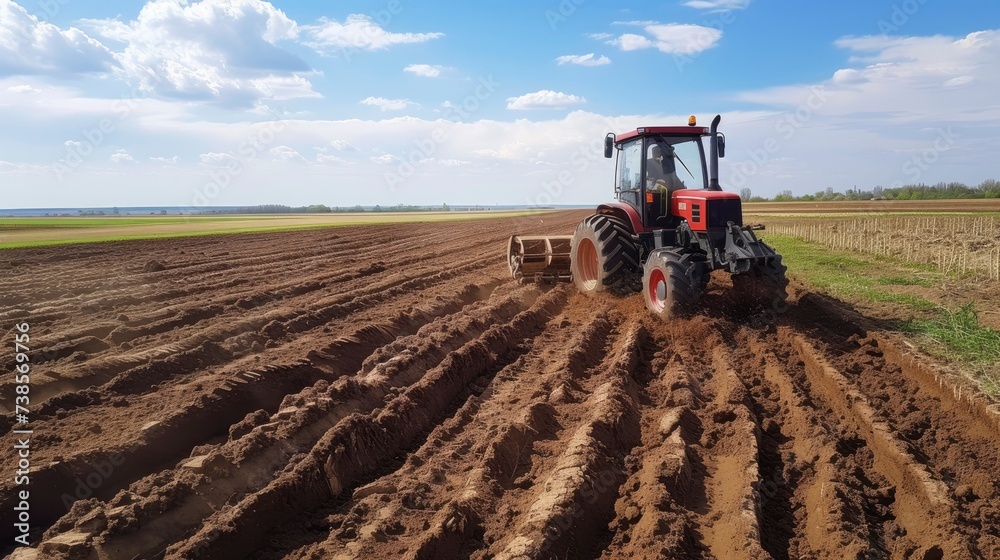 Fototapeta premium The soil is being cut with the Veku machine