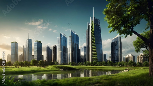 City Skyline with Green Spaces and Parks  Urban Sustainability Concept with Room for Environmental Action 