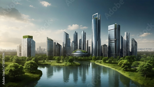 City Skyline with Green Spaces and Parks  Urban Sustainability Concept with Room for Environmental Action 