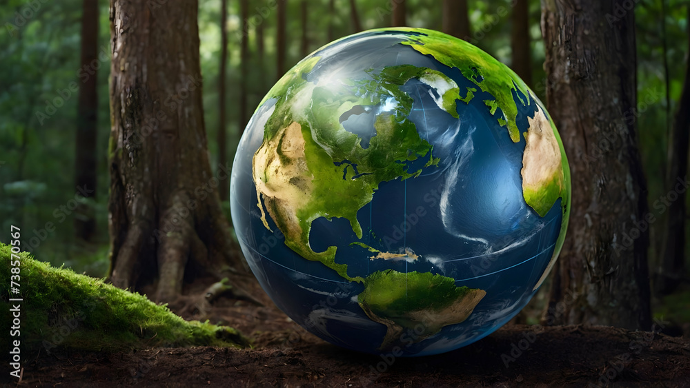 Earth Day Celebration Banner with Globe and Trees, Room for Environmental Advocacy
Earth Day Celebration Banner with Globe and Trees, Room for Environmental Advocacy