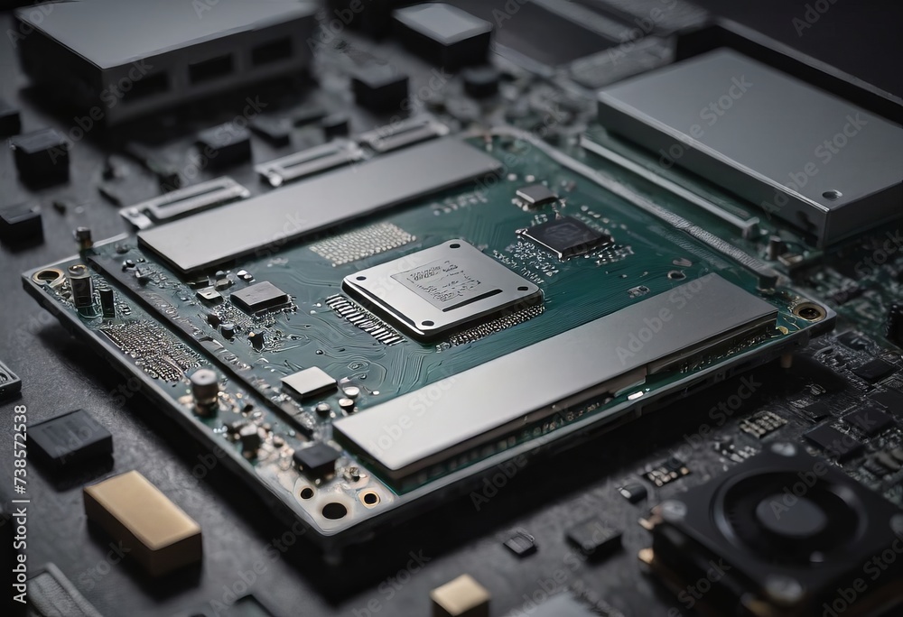 Modern CPU processor installed on a brand new motherboard, object detail, extreme closeup, nobody. Modern CPU processor installed on a brand new motherboard, object detail, extreme closeup, nobody.