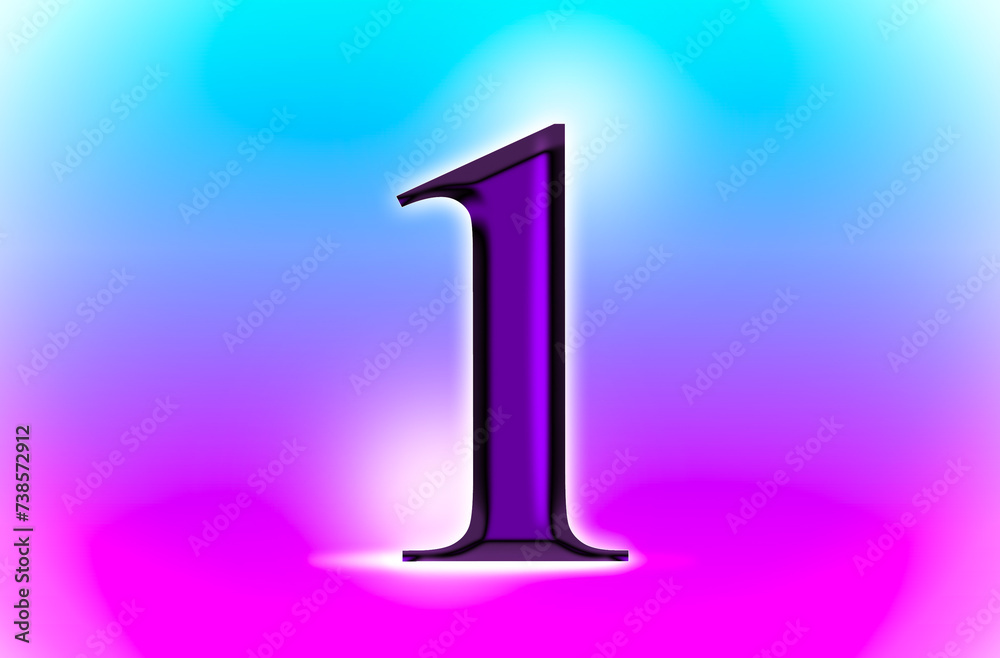 Number one glowing light, purple blue pink winner symbol Number one glowing light, purple blue pink winner symbol