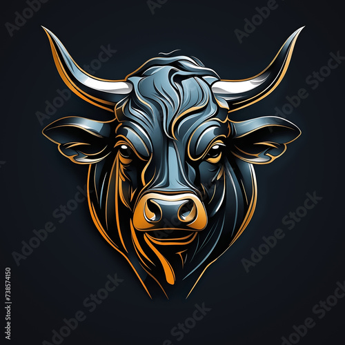 Logo vector illustration of a bull on a black background
