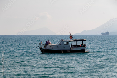 blue boat landscape High quality photo