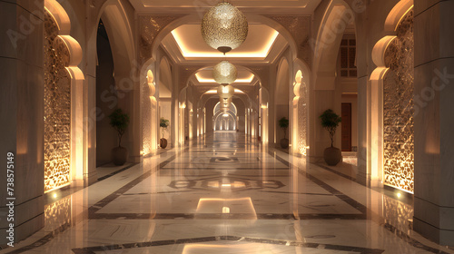 Luxurious muslim hotel lobby photo