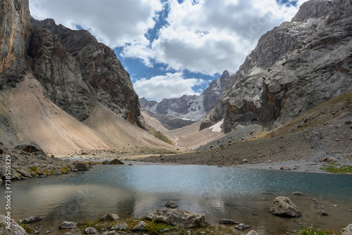 A beautiful lake in the mountains of Tajikistan. Fan Mountains. © Evgeniy