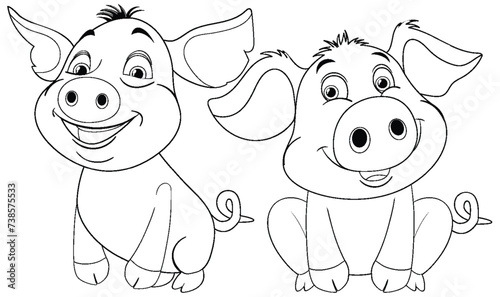 Two happy piglets in a playful vector illustration.