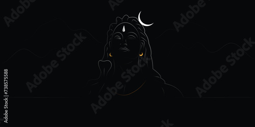 Aadi yogi Mahadev line art vector design for Maha shivratri festival.