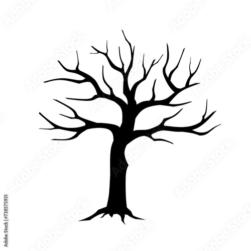 Dead tree silhouette icon vector. Dryness tree silhouette for icon  symbol or sign. Spooky tree icon for nature landscape  illustration or halloween