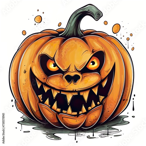 Scary Halloween pumpkin art for t-shirt design